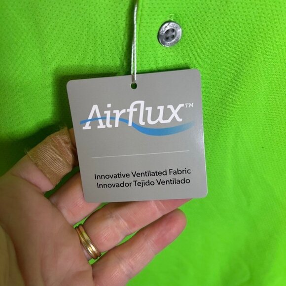 PGA TOUR $52 Men Airflux Mesh Golf Polo Shirt Size L Green Flash - Picture 3 of 10